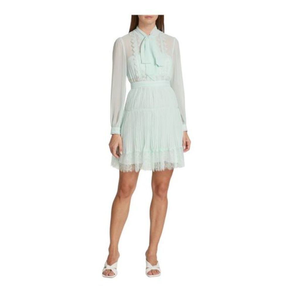 Self-Portrait Mint Green Mini Dress